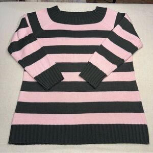 Striped Pink and Black Women's Sweater by Carolina Colours Plus - Size 22/24W